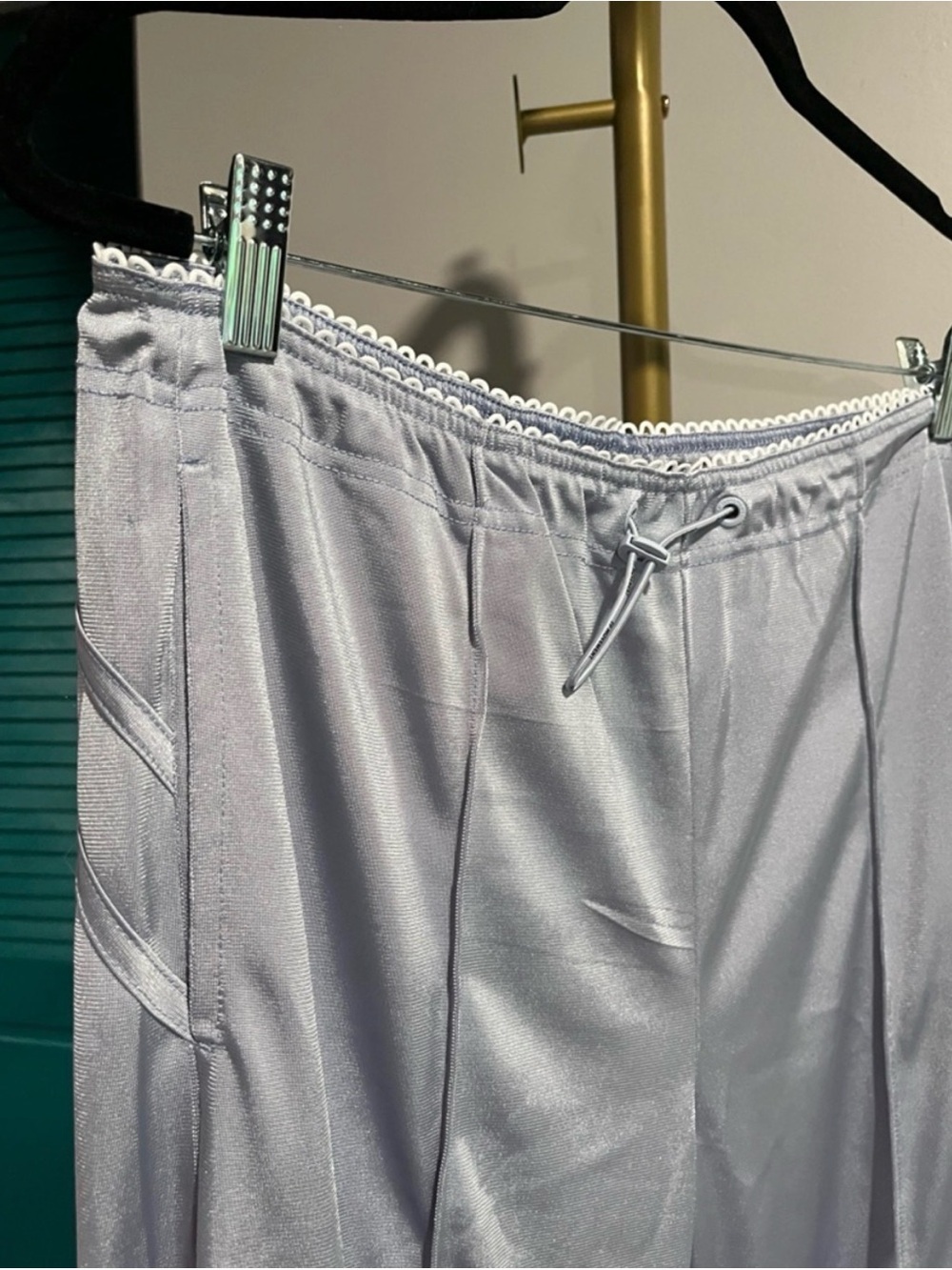 Free People NWT FP Movement by Free People Silver Satin Track Pants - Picture 9 of 12